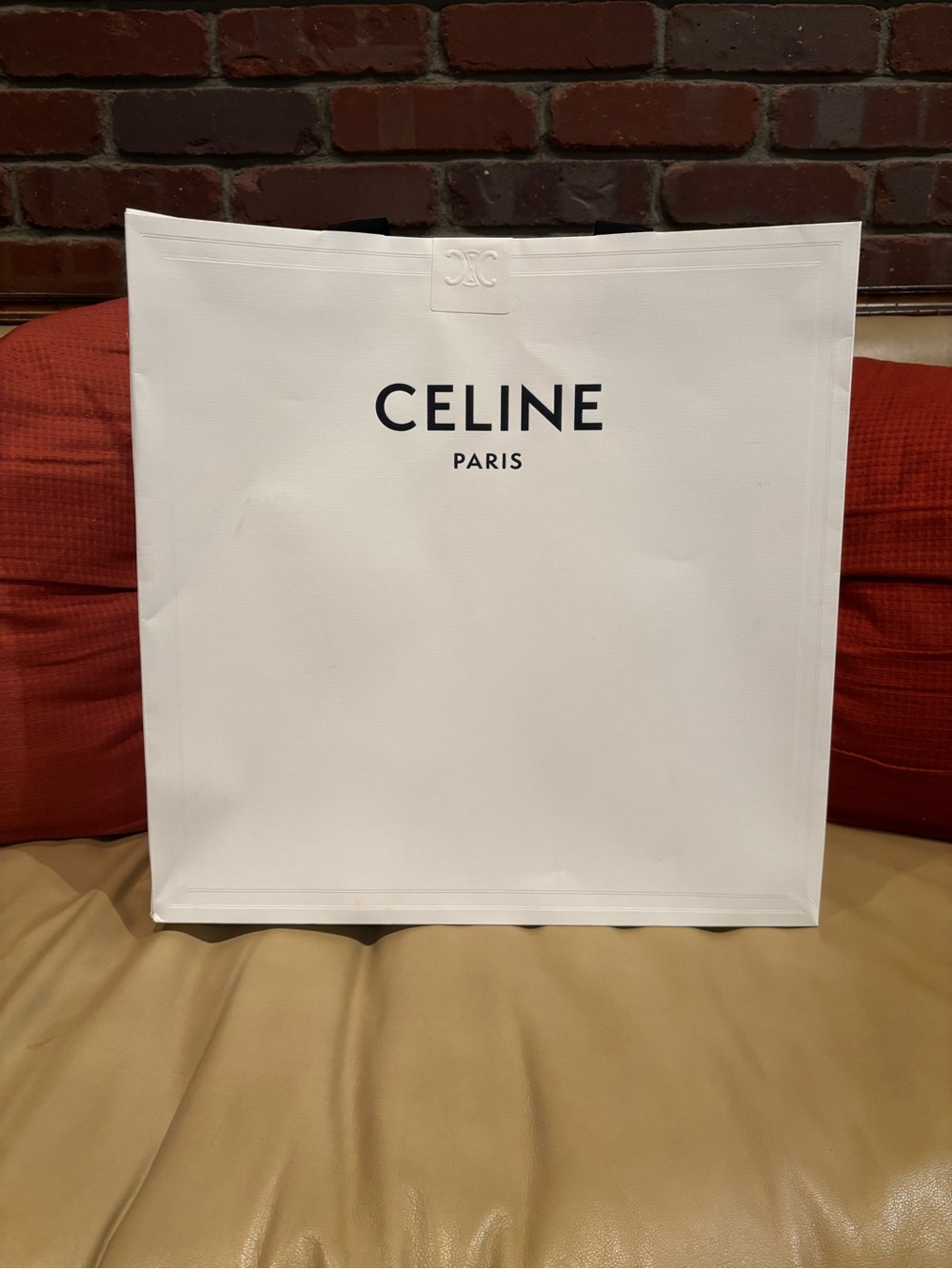 Celine Paris White Logo Shopping Bag